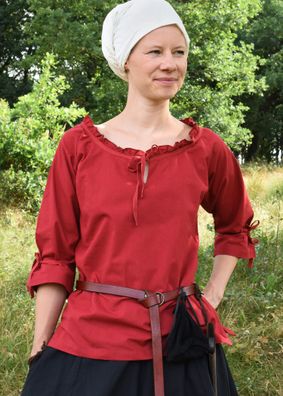 Mittelalter Bluse Birga mit 3/4 Arm, rot