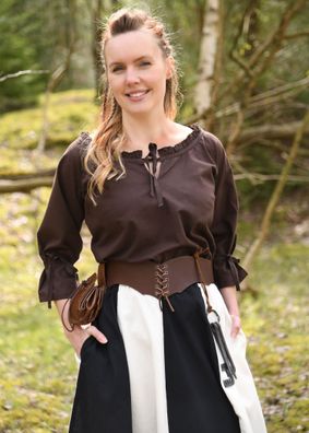 Mittelalter Bluse Birga mit 3/4 Arm, braun