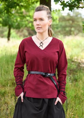 Mittelalter Bluse Aila mit Schnürung, weinrot