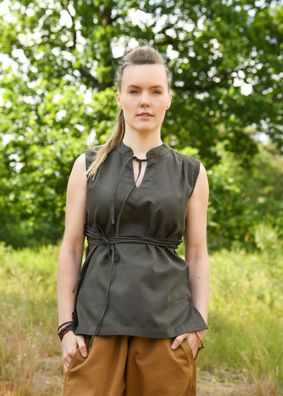 Ärmellose Mittelalter-Bluse Levke, olivgrün