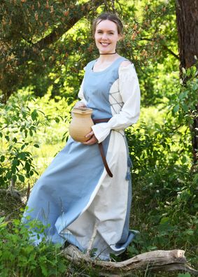 Ärmelloses Überkleid Jarle, Trägerkleid, blaugrau/natur