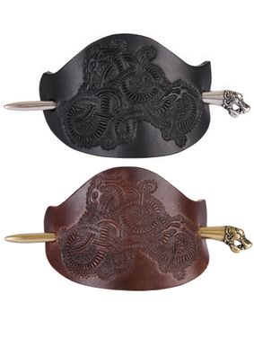 Wikinger-Haarspange Oseberg aus Leder mit Nadel