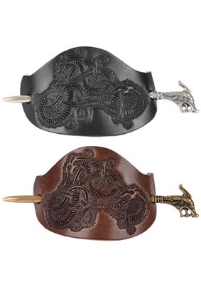 Wikinger-Haarspange Haithabu aus Leder mit Nadel