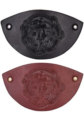 Kleine Haarspange aus Leder mit Wikinger-Motiv & Metall-Clip