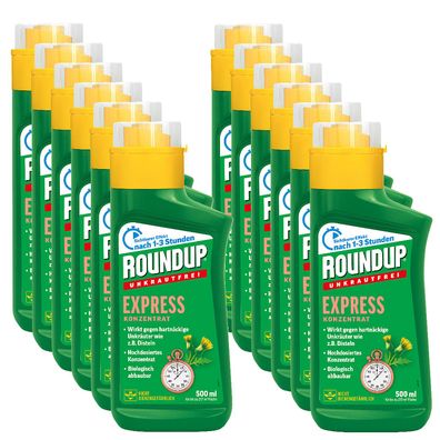 12 x ROUNDUP® Unkrautfrei Express Konzentrat, 500 ml
