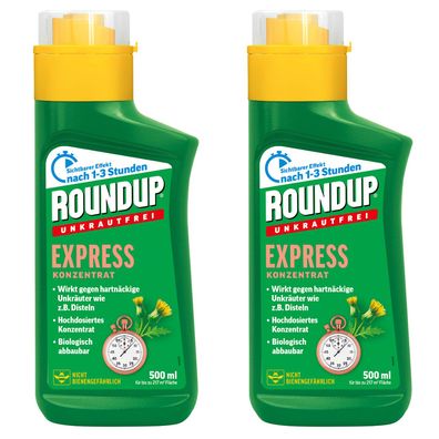 2 x ROUNDUP® Unkrautfrei Express Konzentrat, 500 ml