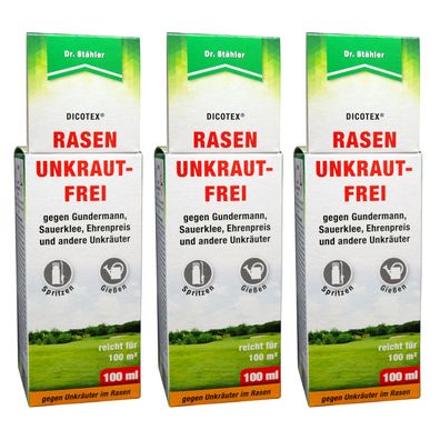 3 x DR. Stähler Dicotex® Rasenunkrautfrei, 100 ml