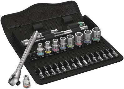 Wera 8100 SA 10 Zyklop Metal-Knarrensatz, Durchsteckvierkant, 1/4"-Antrieb 28tlg