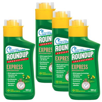 4 x ROUNDUP® Unkrautfrei Express Konzentrat, 500 ml