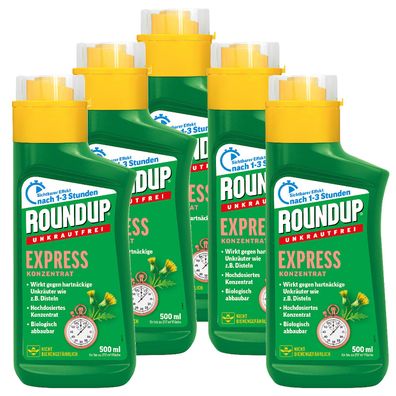 5 x ROUNDUP® Unkrautfrei Express Konzentrat, 500 ml