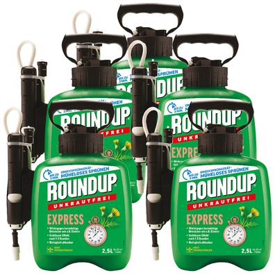 5 x ROUNDUP® Unkrautfrei Express AF Drucksprühgerät, 2,5 Liter
