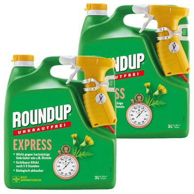 2 x ROUNDUP® Unkrautfrei Express AF Sprühflasche, 3 Liter