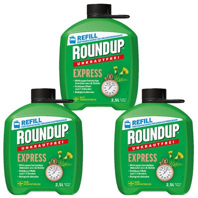 3 x ROUNDUP® Unkrautfrei Express AF Fertigmischung, 2,5 Liter