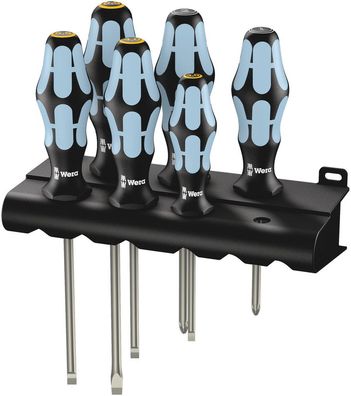 Wera 3334/3355/6 Schraubendrehersatz, Edelstahl + Rack, 6-teilig 05032061001