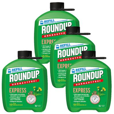 4 x ROUNDUP® Unkrautfrei Express AF Fertigmischung, 5 Liter
