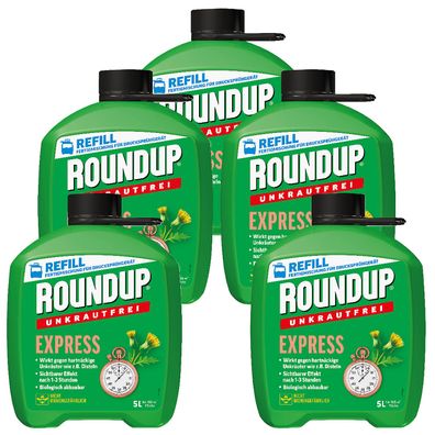 5 x ROUNDUP® Unkrautfrei Express AF Fertigmischung, 5 Liter