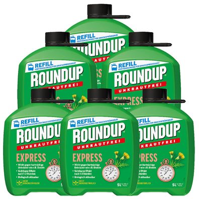 6 x ROUNDUP® Unkrautfrei Express AF Fertigmischung, 5 Liter