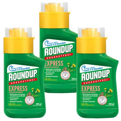 3 x ROUNDUP® Unkrautfrei Express Konzentrat, 250 ml