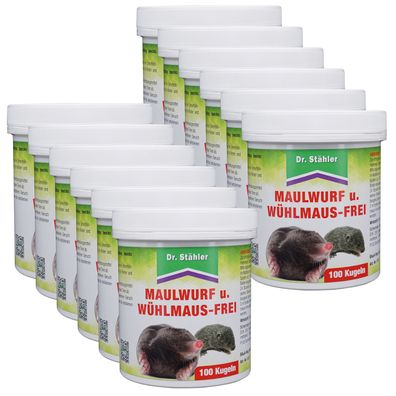 12 x DR. Stähler Maulwurf- und Wühlmausfrei, 100 Kugeln