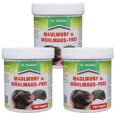3 x DR. Stähler Maulwurf- und Wühlmausfrei, 100 Kugeln