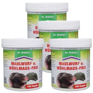 4 x DR. Stähler Maulwurf- und Wühlmausfrei, 100 Kugeln