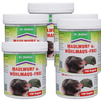 5 x DR. Stähler Maulwurf- und Wühlmausfrei, 100 Kugeln