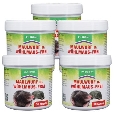 5 x DR. Stähler Maulwurf- und Wühlmausfrei, 50 Kugeln