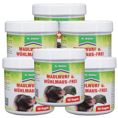 6 x DR. Stähler Maulwurf- und Wühlmausfrei, 50 Kugeln