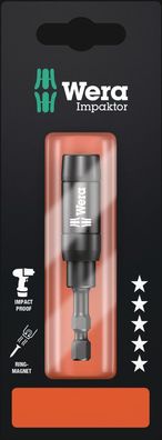 Wera 897/4 IMP R SB Impaktor Halter mit Ringmagnet und Sprengring, 1/4" x 75 mm