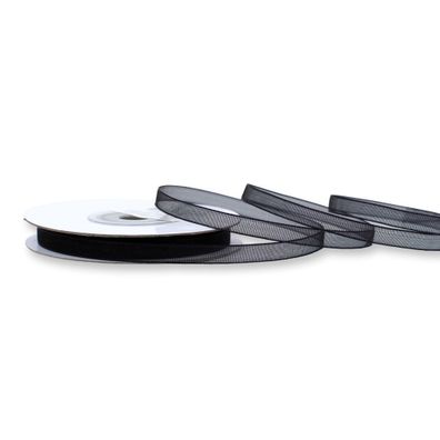 Organzaband 6mm x 25m Rolle Schwarz