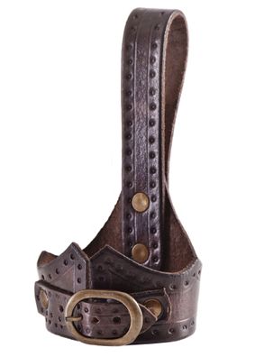 Leder Hornhalter für Trinkhorn, mit Schnalle, dunkelbraun, versch. Größen