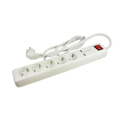 5-fach Steckdosenleiste 2 x USB mit Schalter (für den Innenbereich)