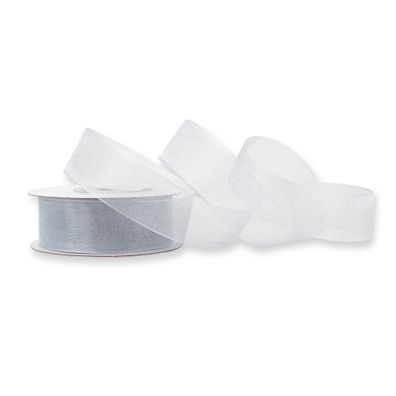 Organzaband 25mm x 25m Rolle Silber / Grau
