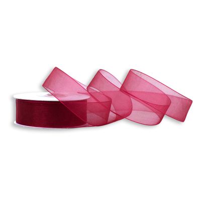 Organzaband 25mm x 25m Rolle Bordeaux