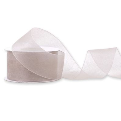 Organzaband 38mm x 25m Rolle Taupe