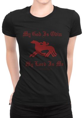 Girlie-Shirt My God is Odin
