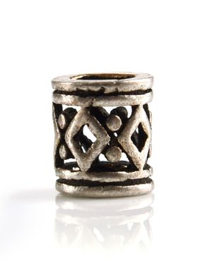 Wikinger Bartperle mit Rautenmuster aus Silber