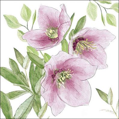 Servietten Papier 33x33cm 3-lag mit Blumen Aquarellstil Motiv 20 Stück