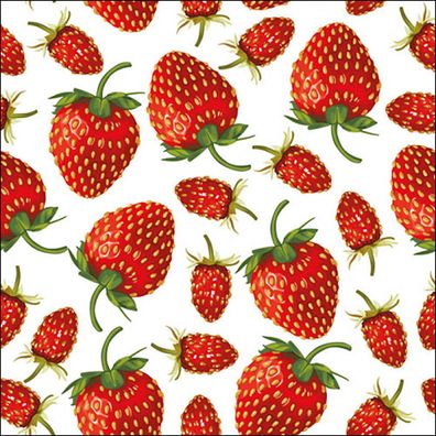 Servietten Papier 33x33cm 3-lagig mit Erdbeeren Motiv 20 Stück