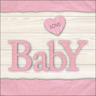 Servietten Papier 33x33cm 3-lag. mit Baby Holzoptik Motiv 20 Stück