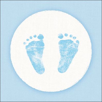 Servietten Papier 33x33cm 3-lagig mit Babyfuß Motiv in Blau 20 Stück