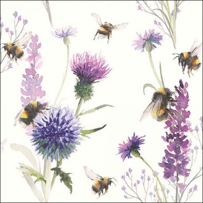 Servietten Papier 33x33cm 3-lag mit Sommerblumen Aquarellmotiv 20 Stk