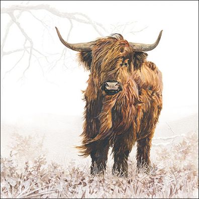 Servietten Papier 33x33cm 3-lagig mit Highland Rind Motiv 20 Stk