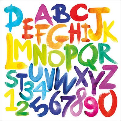 Servietten Papier 33x33cm 3-lag mit Alphabet & Zahlen Motiv 20 Stück