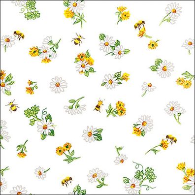 Servietten Papier 33x33cm 3-lagig mit Gänseblümchen Motiv 20 Stück
