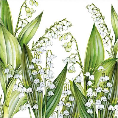 Servietten Papier 33x33cm 3-lagig mit Maiglöckchen Blumen Motiv 20 Stk