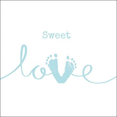 Servietten Papier 33x33cm 3-lag mit Babyfüße Motiv hellblau 20 Stück