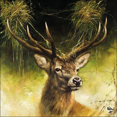 Servietten Papier 33x33cm 3-lagig mit Hirsch Motiv Naturstil 20 Stück
