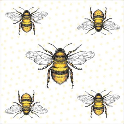 Servietten Papier 33x33cm 3-lagig mit Bienen Motiv