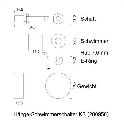 Hänge-Schwimmerschalter Kunststoff
